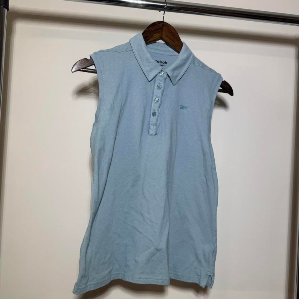Reebok Light Blue Sleeveless Golf Polo Shirt Size Large Summer Golf Spring